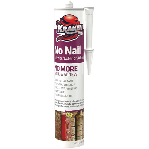 KRAKEN BOND No More Nails Clear Polyurethane Adhesive - 100% Waterproof (D4) and Sealant for Wood, Ceramic, Tile, Floor, Granite, Rubber | 1 Pack,...