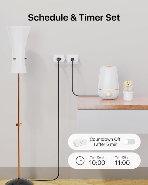 Smart Plug Work with Alexa, Home Mini Socket Wireless 2.4GHz Wi-Fi & Bluetooth, No Hub Required, Remote Control Outlet with Timer Function, App Co...