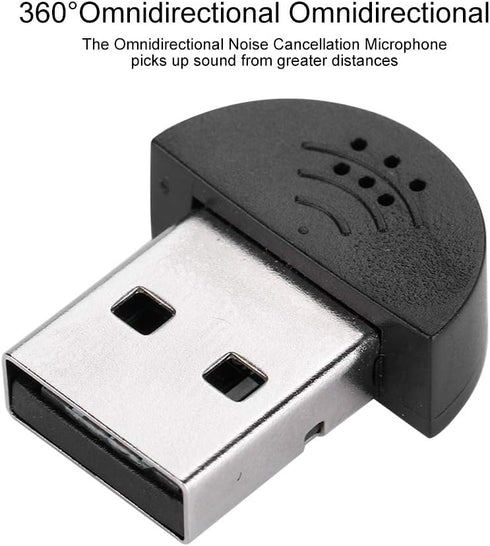 Mini Microphone, Portable USB Studio Speech 360° Omnidirectional Noise Cancellation Microphone Recording Audio MIC Adapter for Computer PC(black)...