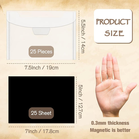 Pllieay 26Pcs Stamp and Die Storage Pockets with Rubber Magnetic Sheets and Labels, Clear Plastic Envelopes Storage Bag Scrapbooking Storage Dies ...