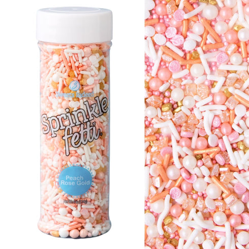 Sweets Indeed Sprinkles, Peach Rose Gold Edible Sprinkle Mix, Perfect for Cake Decorations, Baking, Ice Cream, Cookies, Cupcake Topper...