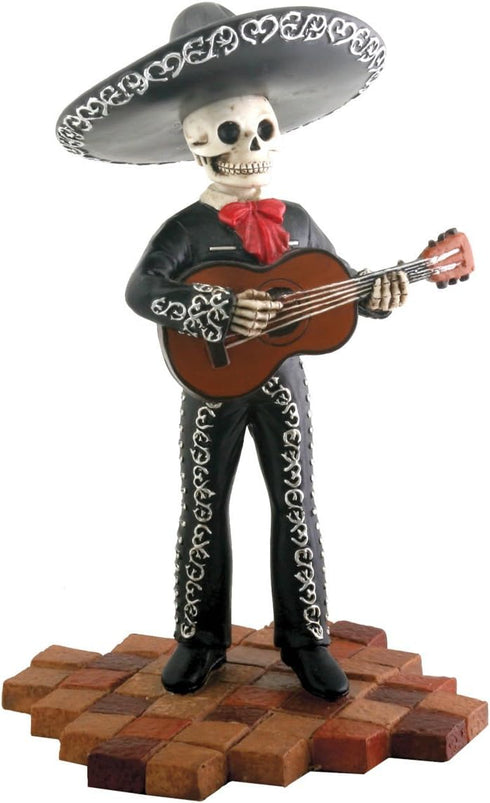 Skeleton Skull Black Mariachi Band Guitar Figurine Collectible...
