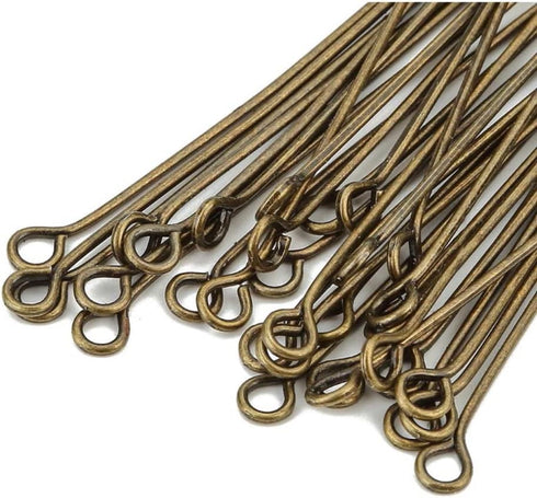 400pcs 22mm Eye Pins (Wire 0.8mm/0.03 inch/20 Gauge) Antique Bronze Plated Brass for Jewelry Beading Craft Making CF153-22...