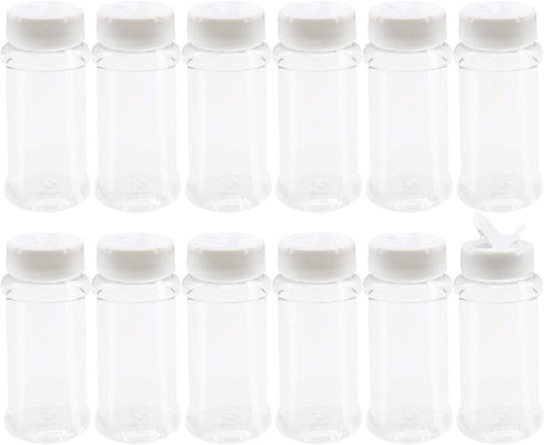 Set of 12Pcs Empty Plastic Spice Jars, 3.3 Fluid Ounces/100ml Spice Containers for Storing BBQ Seasoning Salt Pepper,Glitter Shakers Bottles (Whit...