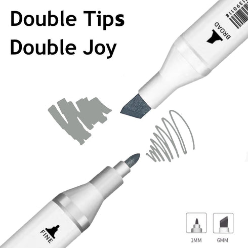 6pcs Grey Gray Alcohol Markers Set for Building Interior Design, Dual Tips Art Markers Drawing Sketched Double Tipped Markers for Adults Kids (Coo...