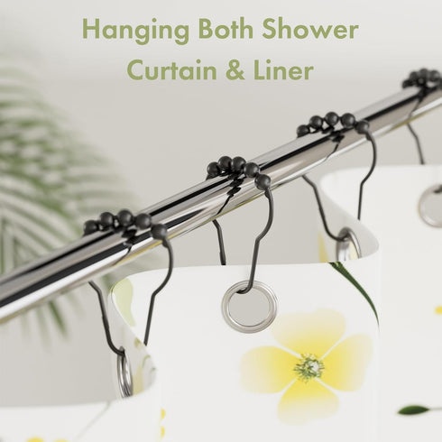 Black Shower Curtain Hooks, Amazer Shower Curtain Hooks, Shower Hooks for Shower Curtain, Decorative Shower Curtain Hooks Rust Proof Stainless Ste...