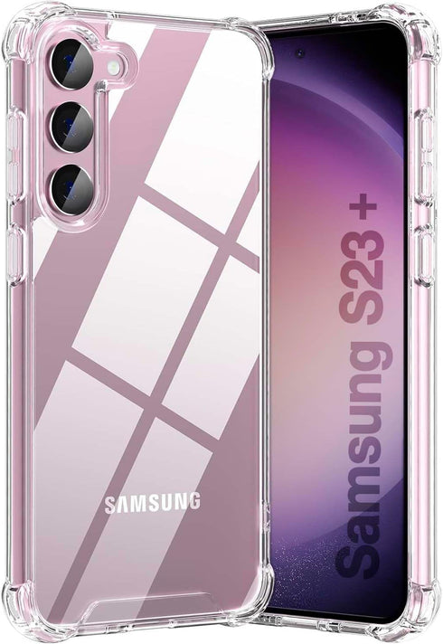 KIOMY Clear Case for Samsung Galaxy S23+ / S23 Plus Shockproof Bumper Protective Cover Hybrid Design Hard PC Back + Flexible TPU Raised Bezel Tran...