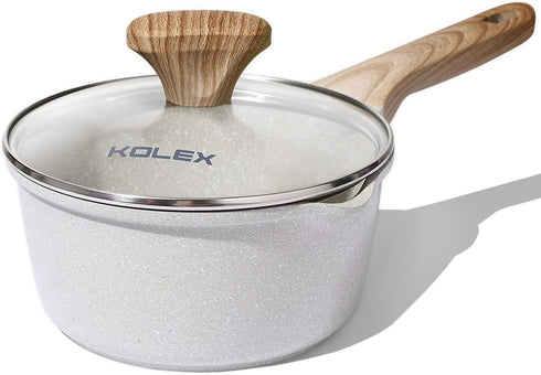 KOLEX 1.5 Quart Nonstick Sauce Pan With Lid, Nonstick Granite Saucepan for All Stove Top, Sauce Pan Small Soup Pot Milk Pan with Pour Spouts, PFOA...