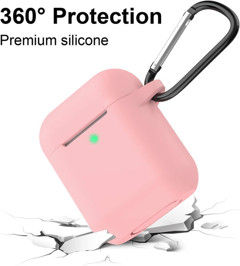 SATLITOG AirPods Case, Full Protective Silicone Cover for Apple AirPods 1&2 Wireless and Wired Charging Case, Pink...