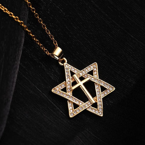 Star of David Necklace: Cross Necklace y2k | Six Point Star with Cross Necklace, Gothic Jewelry Gift for Women...
