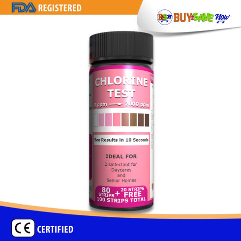 Industrial Active Chlorine Bleach Test Strips. 0-2000 Ppm Range for Sanitizer Disinfectants and Sanitizing Solutions for Daycares and Senior Homes...