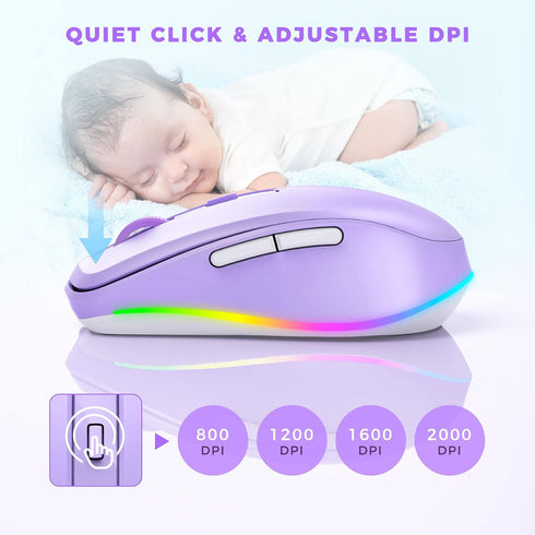 Wireless Mouse Jiggler - LED Wireless Mice with Build-in Mouse Mover, Rechargeable Moving Mouse for Laptop with Undetectable Random Movement Keeps...