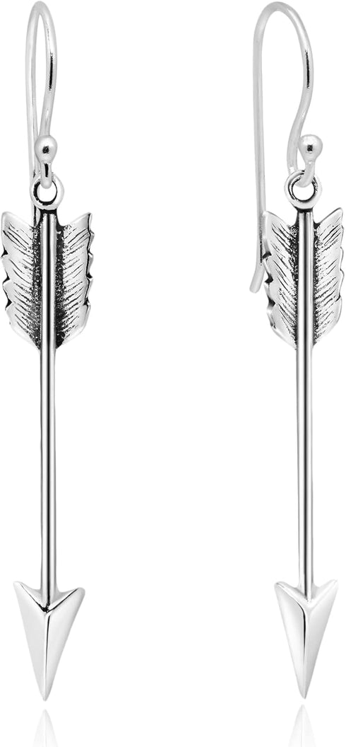 AeraVida Minimalist Hunter's Arrow .925 Sterling Silver Dangle Earrings...
