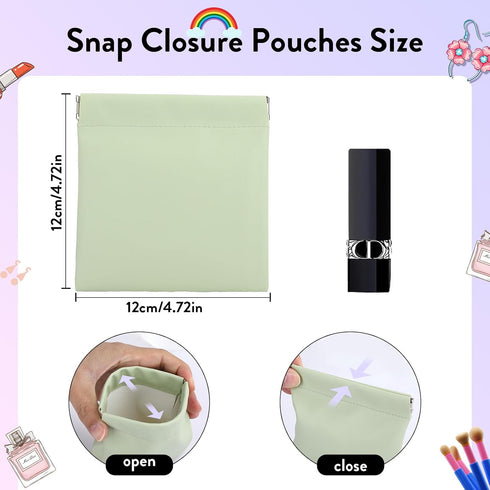 3PCS Small Makeup Bag for Purse, New Thicken Waterproof Leather Purse Organizers for Inside Purse, Snap Closure Organizer Pouch for Cosmetics Jewe...