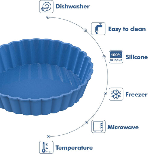 Webake 8 Pack Silicone Tart and Pie Molds, 5 Inches Silicone Round Mold Individual Small Fluted Cake Pans Mini Quiche Tart Pans for Baking...