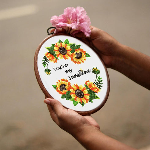 FONNUY Embroidery Kit for Beginners?Plants Flowers Pre-Stamped Pattern Kits for Adults with Hoop (You're My Sunshine)...
