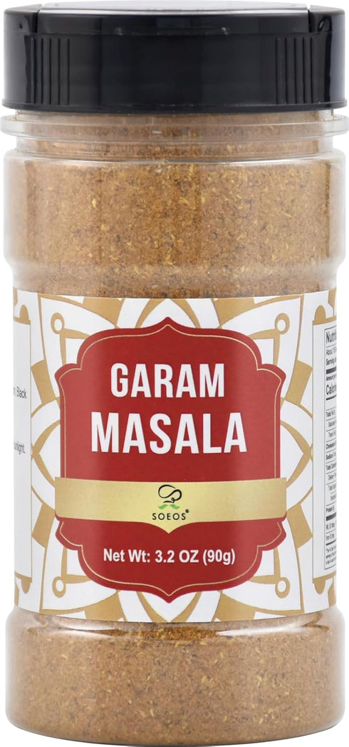 Soeos Garam Masala, 3.2 oz (90g), Garam Masala Spice Powder, All Natural, Vegan, No Colors, Kosher, Indian 8-Spice Blend, Masala Seasoning...