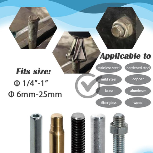 2PCS Deburring External Chamfer Tool for Metal Hex Shank High Speed Steel Chamfering Bolt Deburring Tool for Repairing Damaged Bolts HE021-B2...