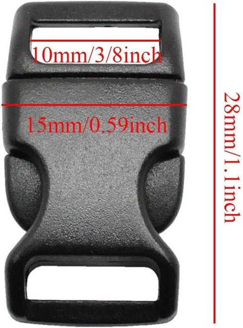 PENTA ANGEL 40PCS 3/8 Inch Plastic Curved Buckle DIY Craft Webbing Contoured Side Quick Release Buckle for Bracelets Backpack Tactical Bag and Gea...