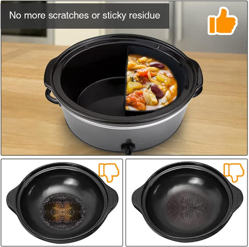 ChefAid Slow Cooker Divider Liners with Handle, 100% Silicone Reusable Slow Cooker Liners Compatible with 6-8 Quart Oval or Round Slow Cooker, Fit...