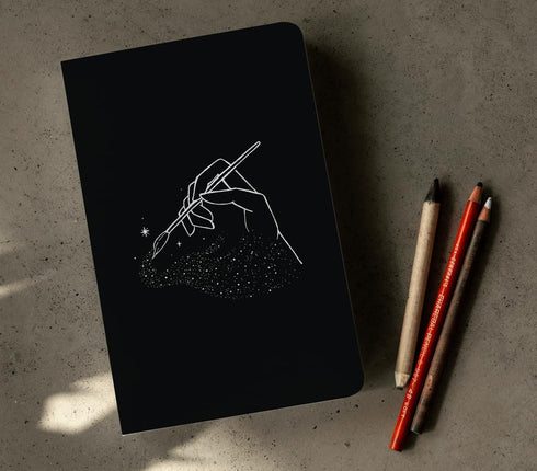 DENIK - Act Of Creation - 8.25" x 5.25" Aesthetic Layflat Notebook - 144 Lined Pages - Durable Binding and Design - Water-Resistent Soft Touch Cov...
