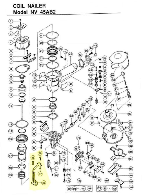 Pushing Lever Kit 883-888 Contact Arm, Spring for Aftermarket Hitachi NV45AB2 Coil Roofing Nailer...