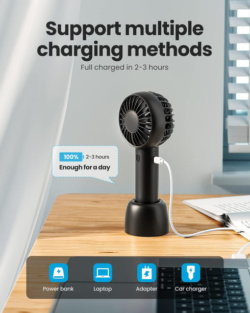 Gaiatop Mini Portable Fan, Powerful Handheld Fan, Cute Design 3 Speed Personal Small Desk Fan with Base, Lightweight Makeup USB Rechargeable Fan f...