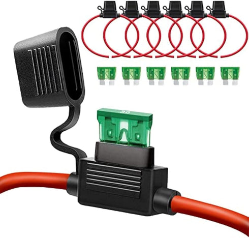 12 AWG Inline Fuse Holder - 12 Gauge Fuse Holder for 30A Blade Fuse (6 Pack)...