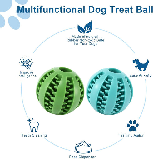 Chew Toy Balls 2pack Interactive Dog Treat Dispensing Ball Rubber Dog Puzzle Toy Chewing Toys for Boredom and Brain Stimulating Game Puppy Teethin...