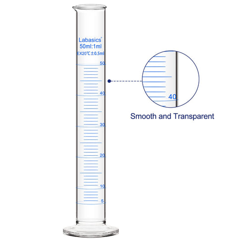 2-Pack 50 ml Borosilicate Glass Graduated Cylinder Measuring Cylinder...