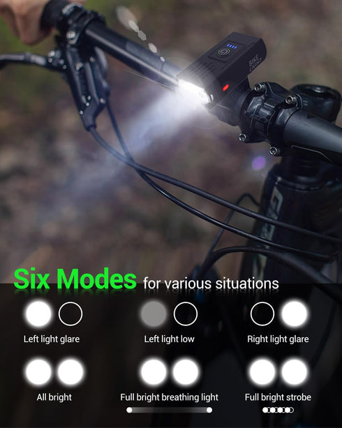 Victoper Bike Light, High Lumens Super Bright Bicycle Light, 6+4 Modes USB Rechargeable Bike Headlight & Tail Light Set, Waterproof Safety Bike Fr...