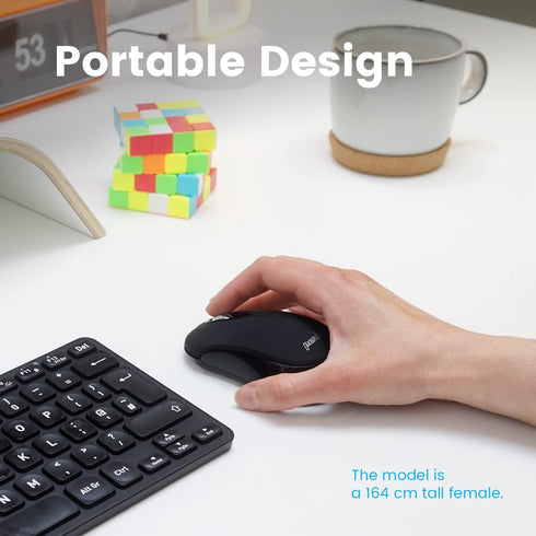 Perixx PERIMICE-802B Wireless Bluetooth Mouse - Portable Design for Windows, iOS, and Android Tablet - Black Rubber Black...