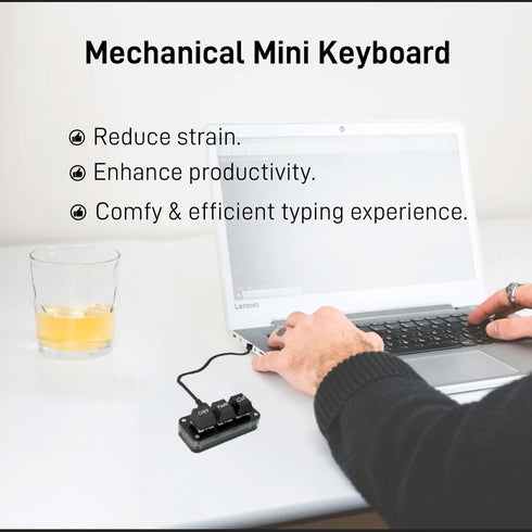Copy Keyboard, One handed Macro Keypad, Cut Copy Paste Keyboard, 3 key Shortcut Keyboard for PC, MAC, LAPTOP, Programmable Mechanical Keyboard for...