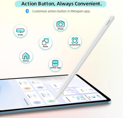 Metapen iPad Pencil A11 for iPad 10th/9th, Air 5/4/3, Quick Button & Bluetooth, Alternative for Apple Pen Pencil 1st/2nd Gen, Stylus Pen for iPad ...