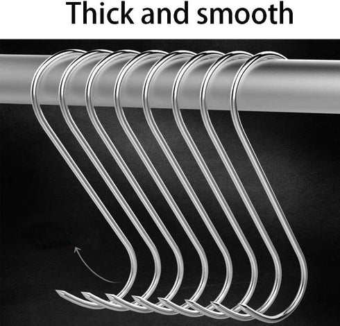 Stainless Steel Meat Hooks, 20Pcs, S-Shaped, Wall Mount, Heavy Duty, 15CM, for Kitchen, Smoking, Drying, Storage...