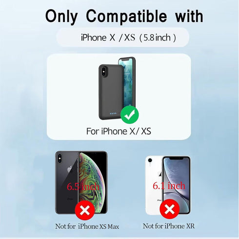 YHO Battery Case for iPhone Xs/X/10 Upgraded 6500mAh Protective Rechargeable Charging Case for iPhone X Extended Battery Pack for iPhone Xs Portab...