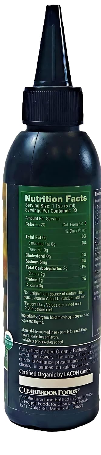 Castillo de Piñar Thyme Balsamic Reduced Vinegar 150ml, Certified USDA Organic Non GMO...