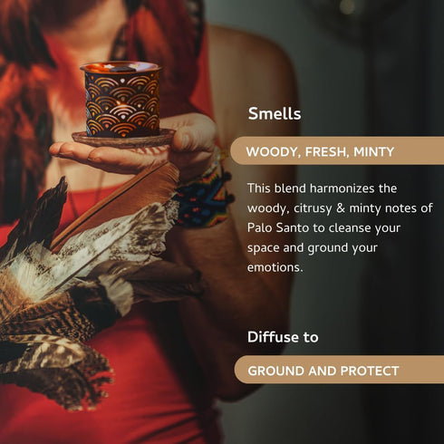 Aromafume Palo Santo Incense Bricks (2 Trays x 9 Pieces Each) with Snowflake Exotic Incense Diffuser | Ideal for deepened Spirituality, Meditation...
