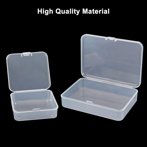 18Pcs Mini Storage Containers, Mixed Sizes Small Rectangular Clear Plastic Storage Containers Box with Hinged Lid for Beads, Organizie Tiny Items,...