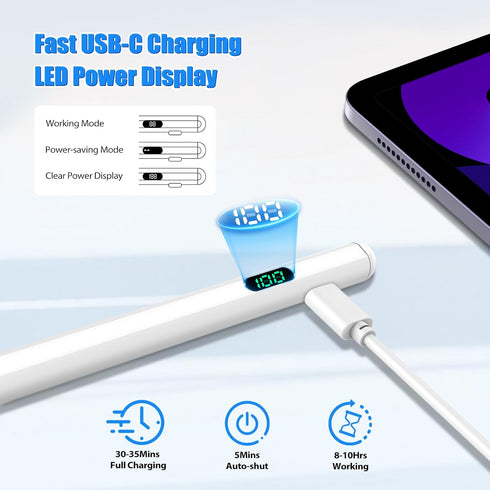 TiMOVO Stylus Pen for iPad, Apple Pencil USB C Fast Charge, Palm Rejection for 2018-2024 Apple iPad Pro 13/12.9/11'', iPad 10/9/8/7/6th Gen, iPad ...