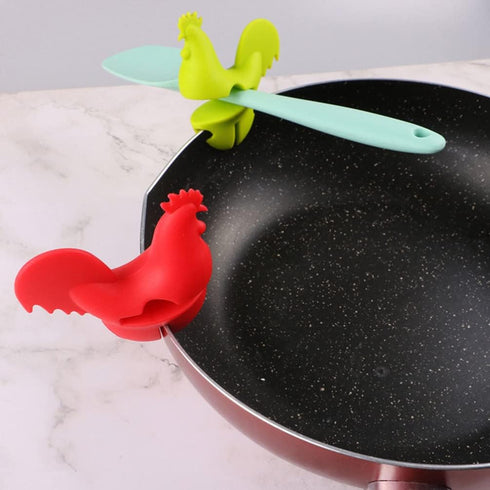 Spoon Rest Rooster Pot Clip: 2pcs Silicone Pot Clip Spoon Rest Cooking Utensil Holder Pot Side Clip Spoon Holder for Pot Lid Holders...
