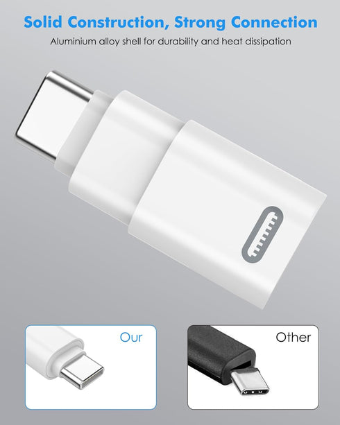 MoKo Lightning Female to USB C Male Adapter, 2 Pack USB-C to Lightning Adapter for iPhone 15/15 Pro/15 Pro Max/15 Plus, iPad Pro/Air, Support Fast...