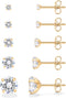 PAVOI 14K Gold Plated Five Pairs Stainless Steel Stud Earrings Set for Women | Hypoallergenic 5 Earrings Pack | Premium Cubic Zirconia Studs...