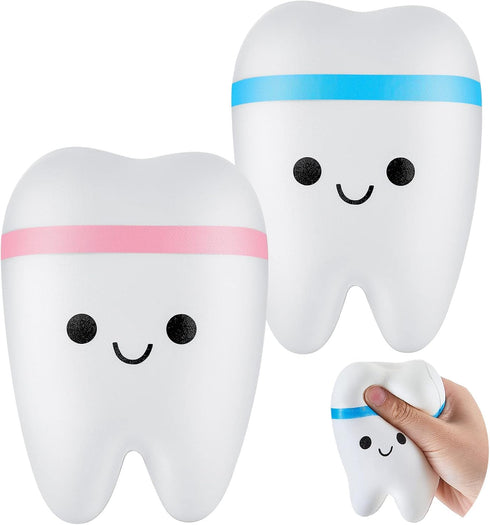 Hungdao 2 Pieces Jumbo Tooth Slow Rising Tooth Fake Tooth Anxiety Relieve Tooth Toy Dental Tooth Toys Dental Assistant Gifts for Stress Relief Tee...