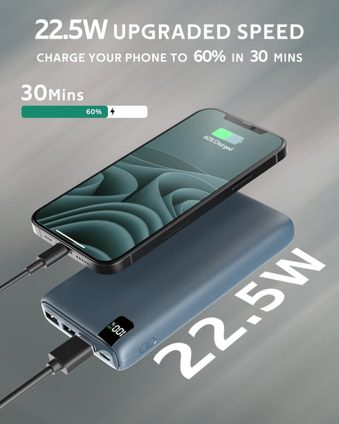 CONXWAN Portable Charger 26800mAh Power Bank 22.5W Fast Charging, 4 USB Outputs 20W External Backup Charger Cell Phone USB C Battery Pack Compatib...