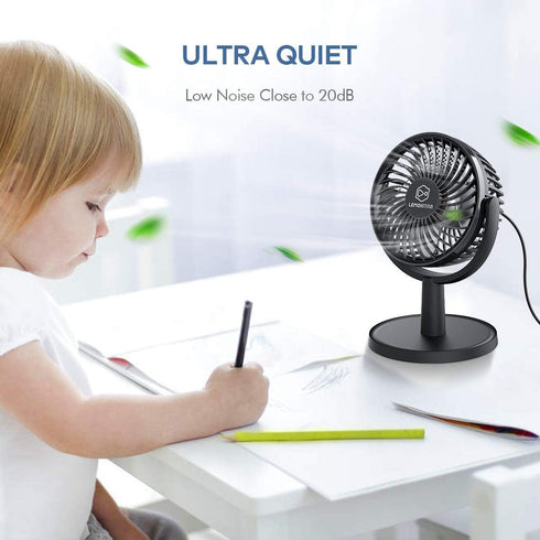 Mini Desk Fan, USB Powered Desktop Fan with 4 Speeds, Small but Powerful Strong Airflow Work Quiet, 310° Adjustment, Portable Personal Air Circula...