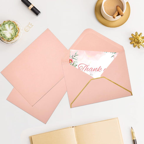 ACSTEP 25PACK 5X7 Envelopes, Luxury Rose Pink A7 Envelopes Self Seal for Weddings, Invitations, Photos, Postcards, Greeting Cards Mailing,Baby Sho...