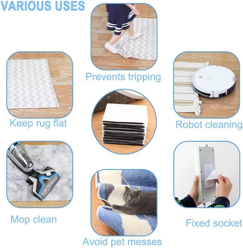 Rug Tape Pad, Rug Anchors Carpet Hook and Loop Non-Slip Mat Anti-Skid Stickers (10PCS, Black)...
