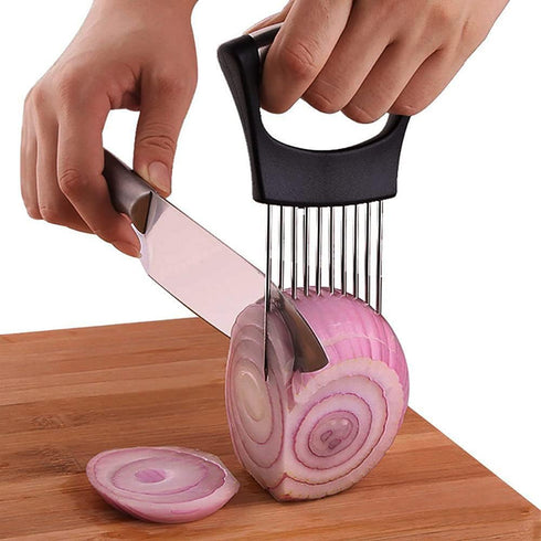 Onion Cut Tomato Slicer Lemon Handy Kitchen Slicing Tool With 10 Even Prongs For Onion Lemon Potato Tomato Slices And Can Be Used To Assist In Cut...