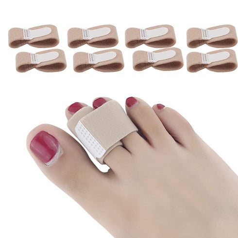 Broken Toe Wraps 8 Pack (Medium Size), Middle Toes Fabric Toe Splint Cushioned Bandages Finger Protectors Straightener Hammertoe Separators...